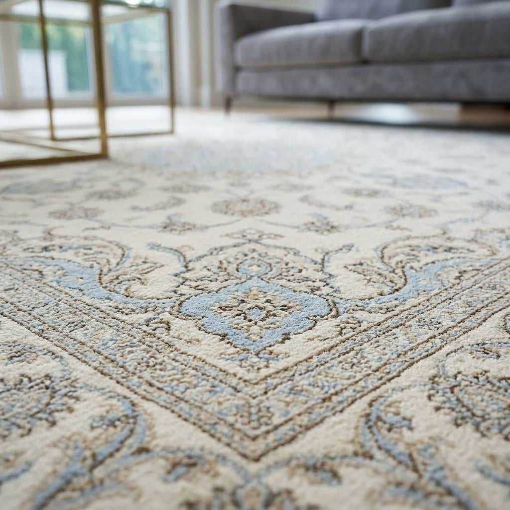 Heritage Medallion Pastel Ivory Square Rug