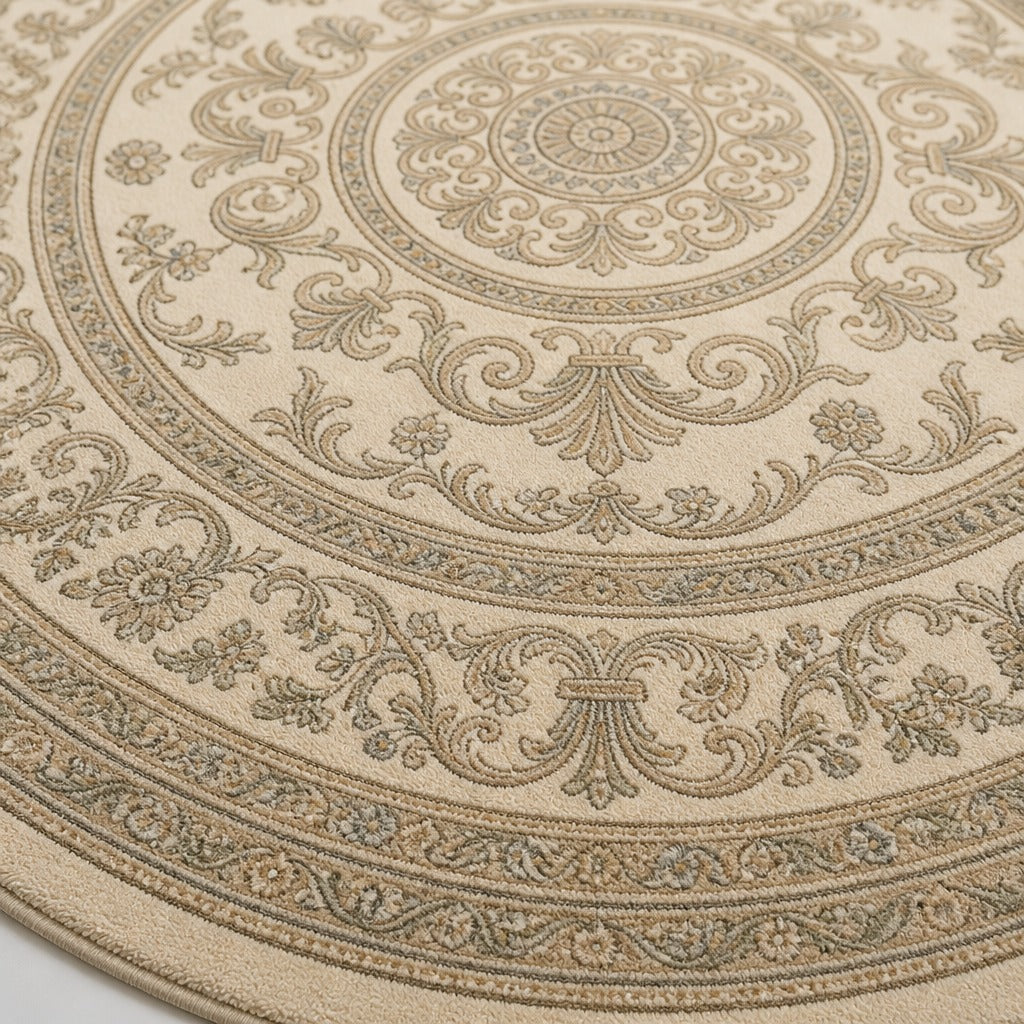 Renaissance Filigree Ivory Round Rug