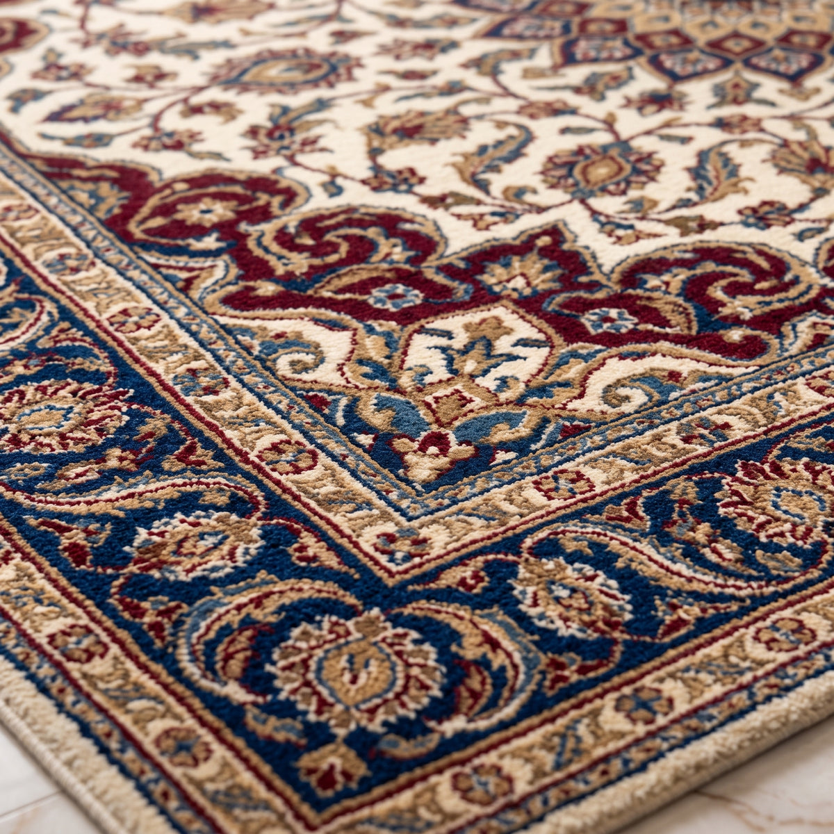 Royal Navy & Crimson Medallion Square Rug