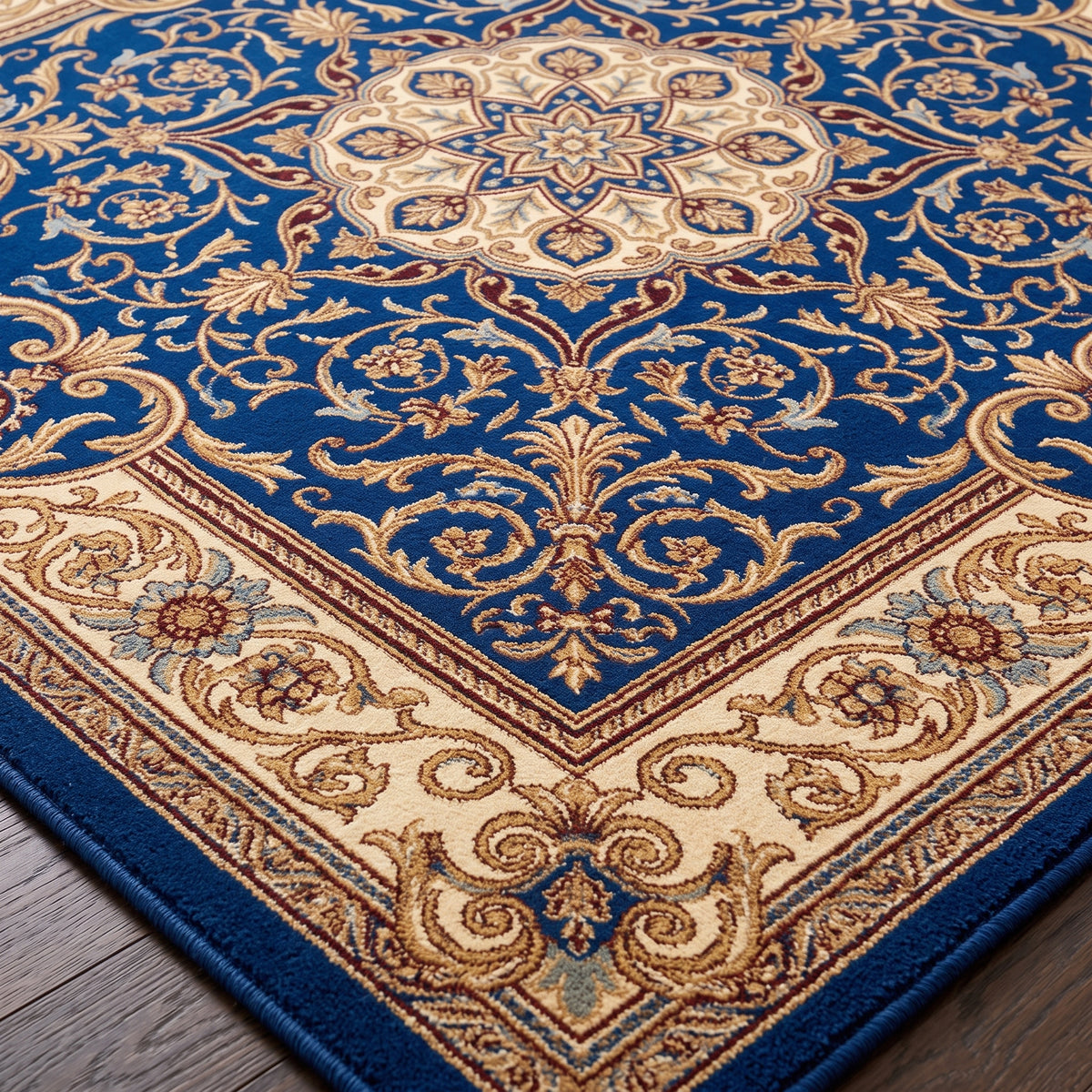 Renaissance Cobalt Medallion Square Rug