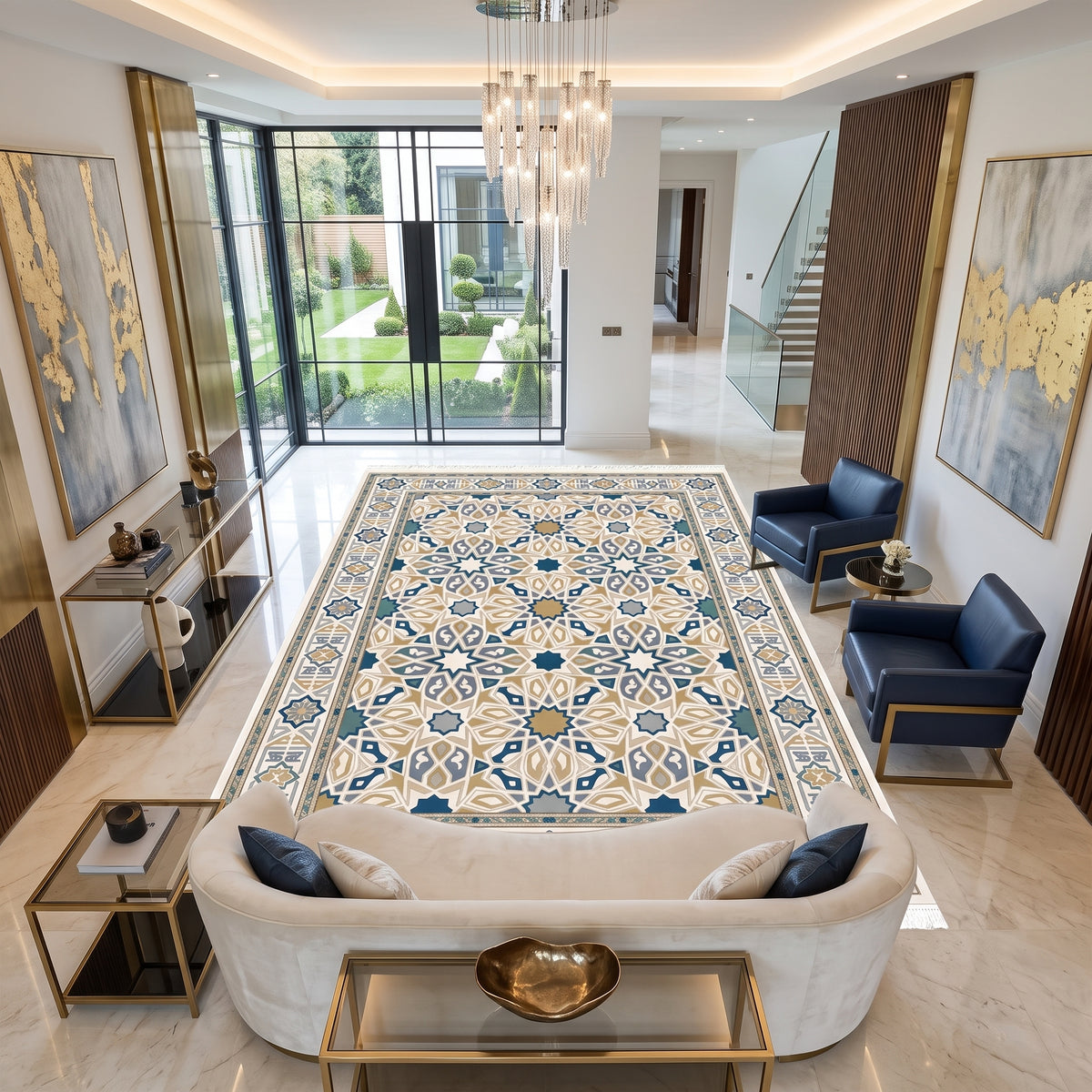 Geometric Alhambra Star Medallion Rug