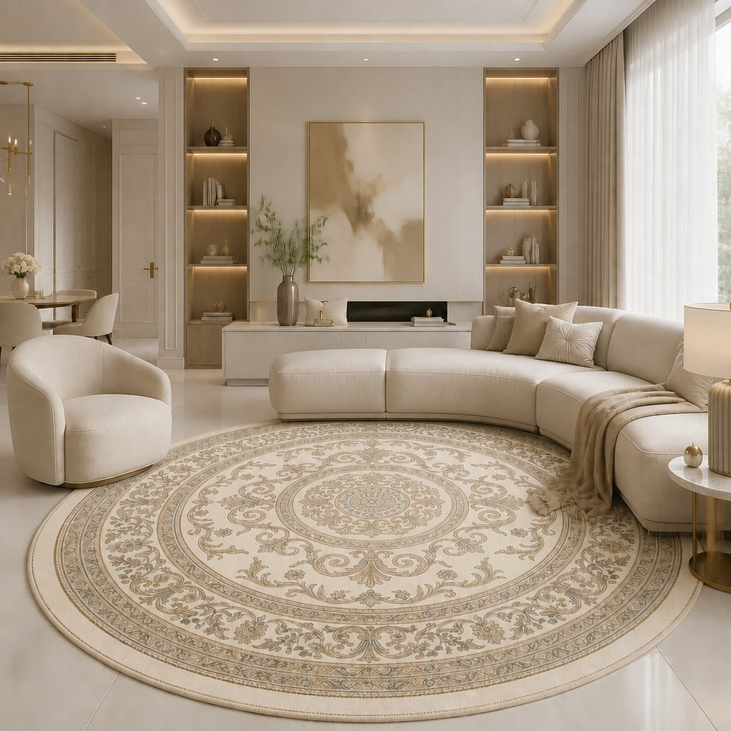 Renaissance Filigree Ivory Round Rug