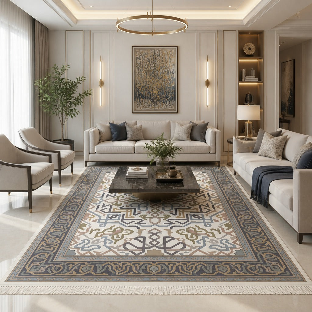 Intricate Lattice Mosaic Modern Rug