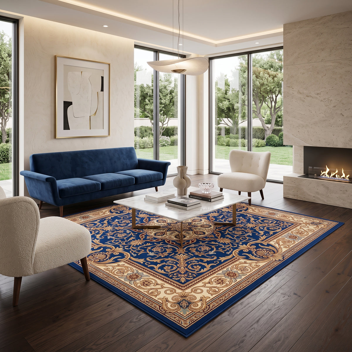 Renaissance Cobalt Medallion Square Rug