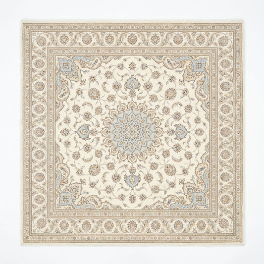 Heritage Medallion Pastel Ivory Square Rug