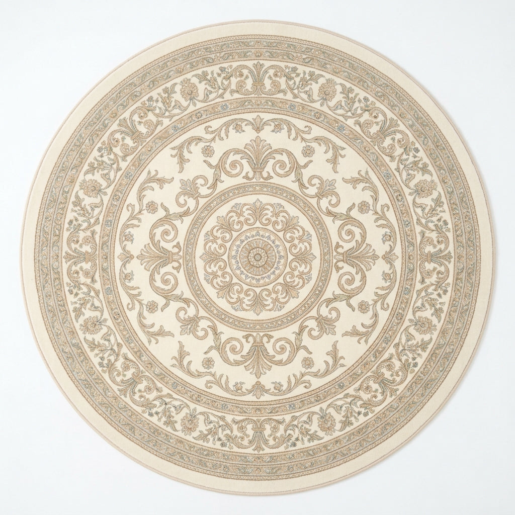 Renaissance Filigree Ivory Round Rug
