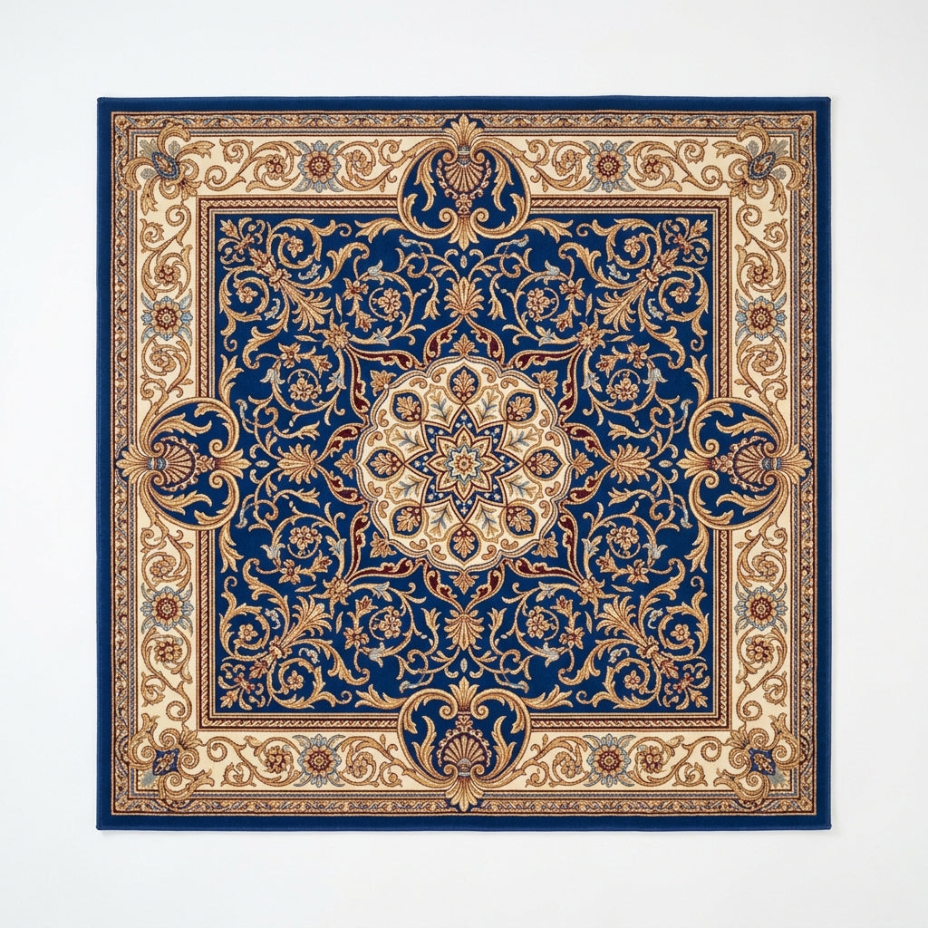 Renaissance Cobalt Medallion Square Rug
