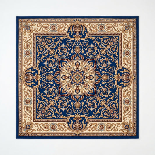 Renaissance Cobalt Medallion Square Rug