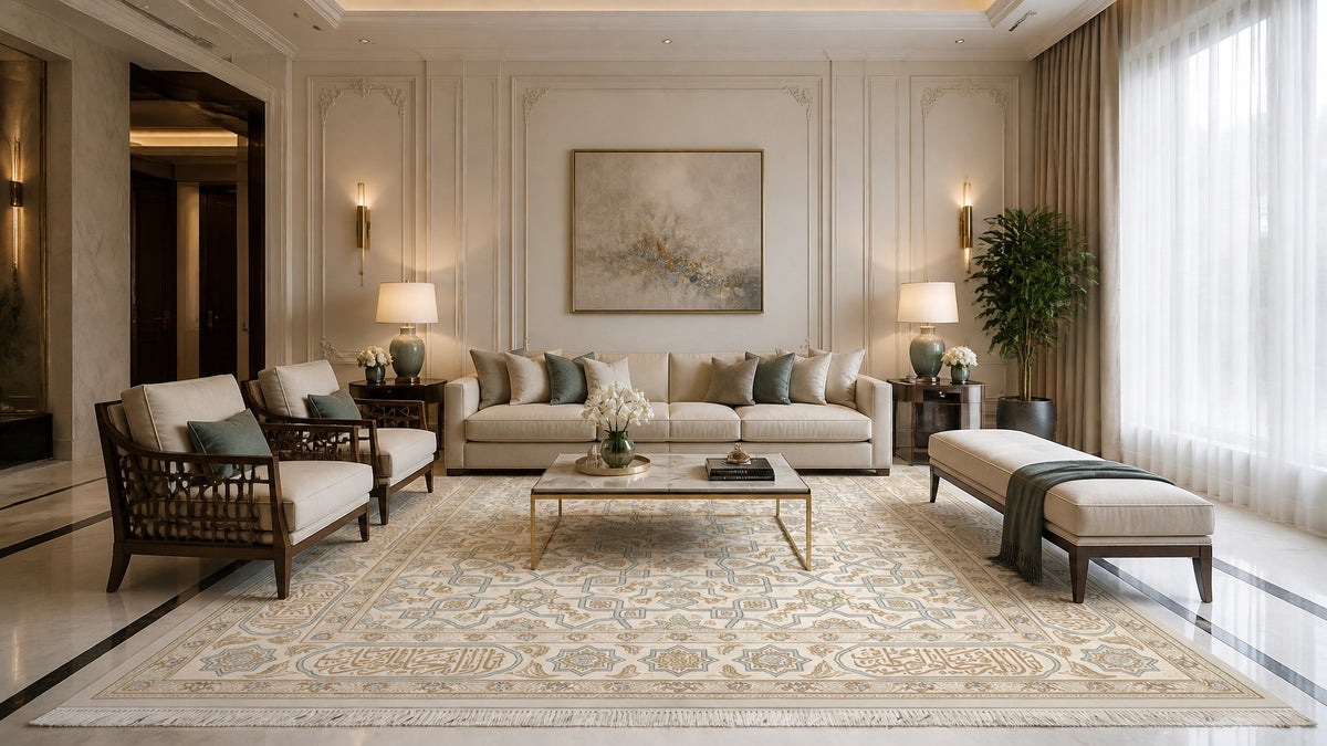 Luxury handcrafted rug in an elegant living space